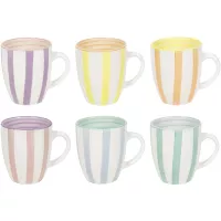 Skodelica za kavo, porcelanasta, s pastelnimi črtami, prostornina: 0,34 l