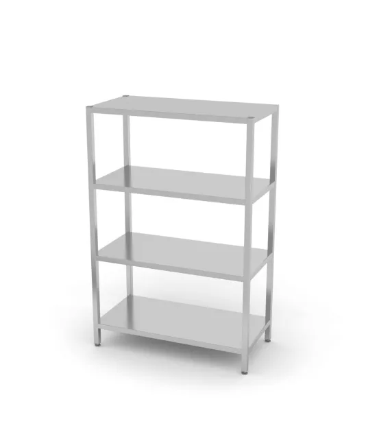 Skladiščni regal iz nerjavnega jekla HENDI Kitchen Line s 4 policami, vijačen, 1000 × 400 mm