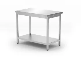 Centralna delovna miza iz nerjavečega jekla HENDI Kitchen Line s polico, vijačena, 1000 × 600 mm