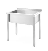 Pomivalna miza iz nerjavnega jekla HENDI Kitchen Line z enim koritom, varjena, 800 × 600 mm