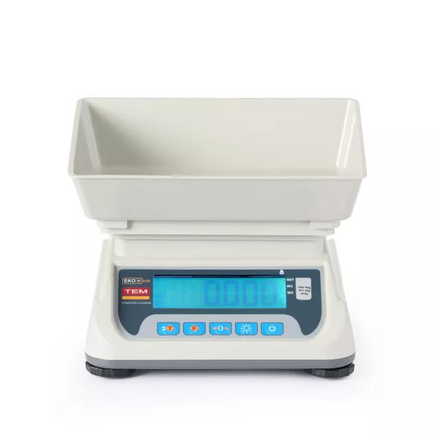 Trgovinska tehtnica z LCD-zaslonom, priključkom RS232 in overitvijo, serija ECO+, TEM, 255x264x(V)189 mm