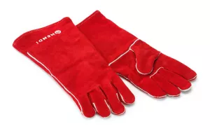 Toplotno odporne usnjene rokavice, HENDI, rdeče, 2 kos., (L)410 mm