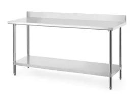 Delovna miza iz nerjavnega jekla HENDI Budget Line z zadnjo ploščo, 1800 × 600 mm