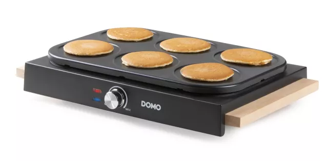 Električni pekač za 6 mini palačink – DOMO DO8717PN, Moč: 1000 W, Premer: 11,5 cm, Keramična površina