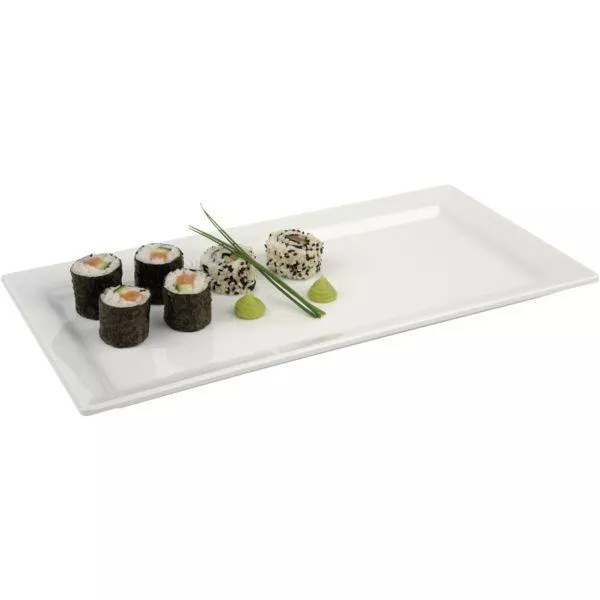 Servirni pladenj APS pravokoten melamin 53x18 cm bel