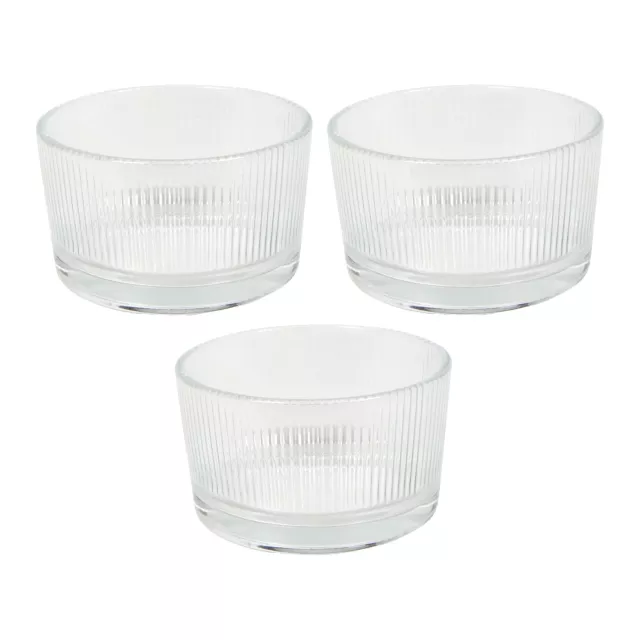 Set 3 okroglih steklenih skledic z rebrastim vzorcem, višina: 150 mm, dolžina: 90 mm, širina: 90 mm